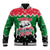 Sudan Christmas Baseball Jacket with Red Green Black Xmas Santa Sleigh and Map - Wonder Print Shop