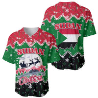 Sudan Christmas Baseball Jersey with Red Green Black Xmas Santa Sleigh and Map - Wonder Print Shop