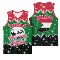 Sudan Christmas Basketball Jersey with Red Green Black Xmas Santa Sleigh and Map - Wonder Print Shop