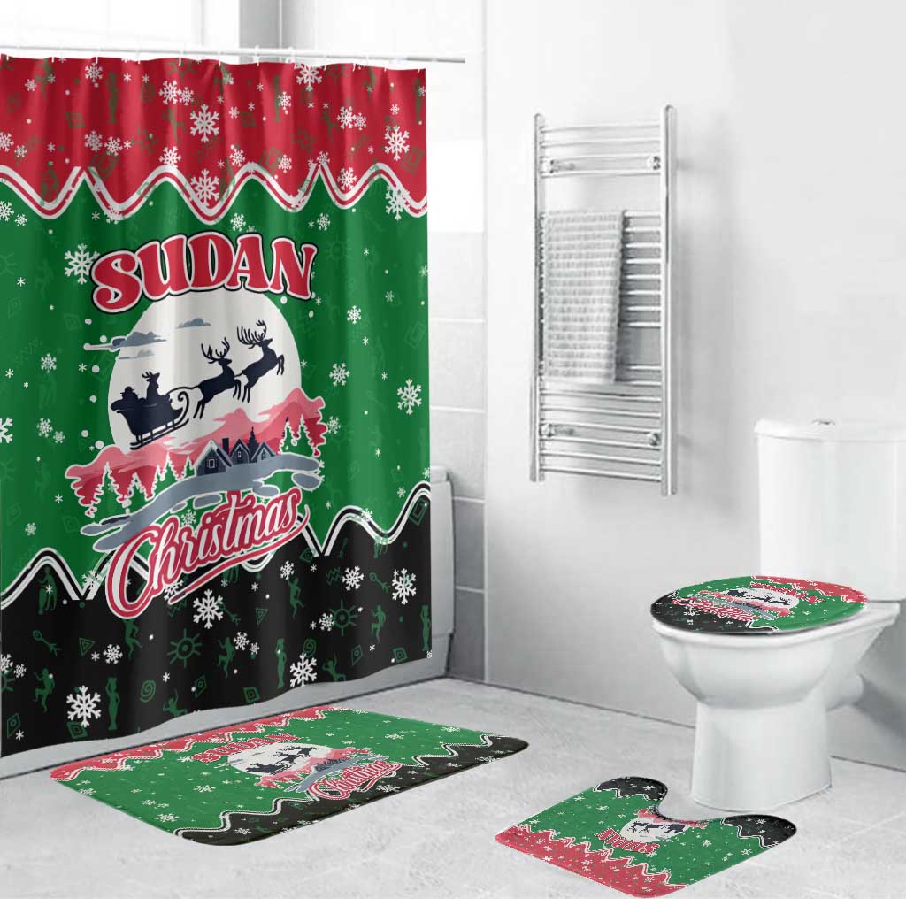 Sudan Christmas Bathroom Set with Red Green Black Xmas Santa Sleigh and Map - Wonder Print Shop