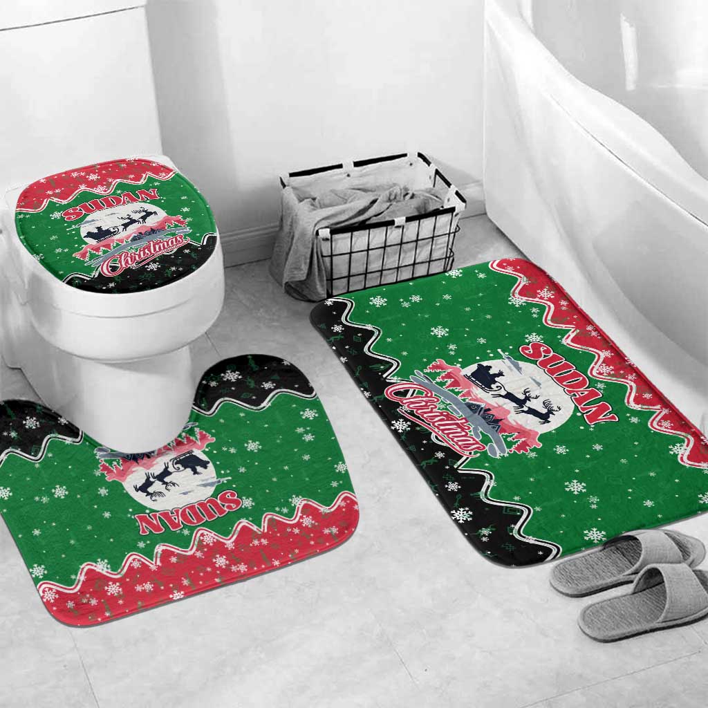 Sudan Christmas Bathroom Set with Red Green Black Xmas Santa Sleigh and Map - Wonder Print Shop