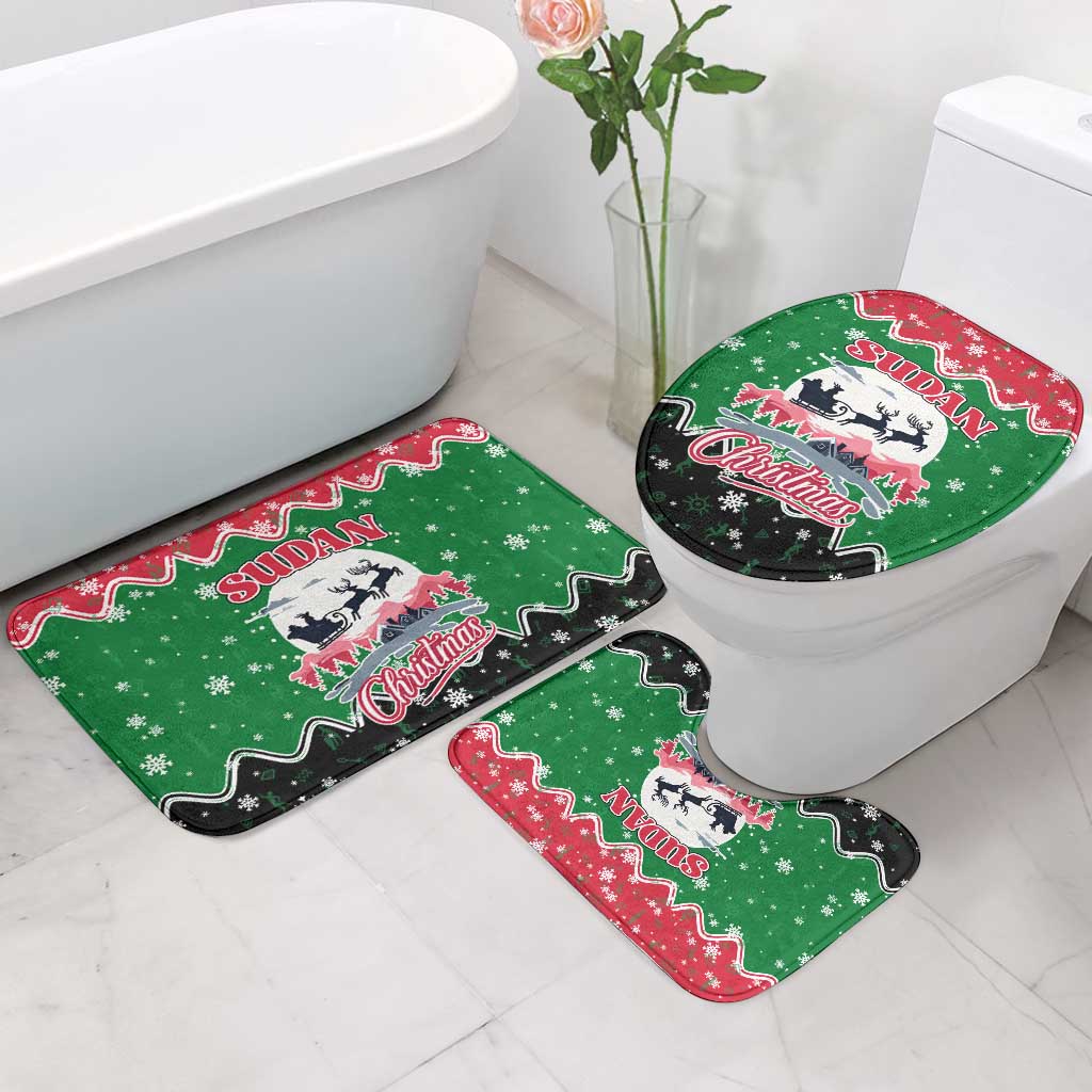 Sudan Christmas Bathroom Set with Red Green Black Xmas Santa Sleigh and Map - Wonder Print Shop