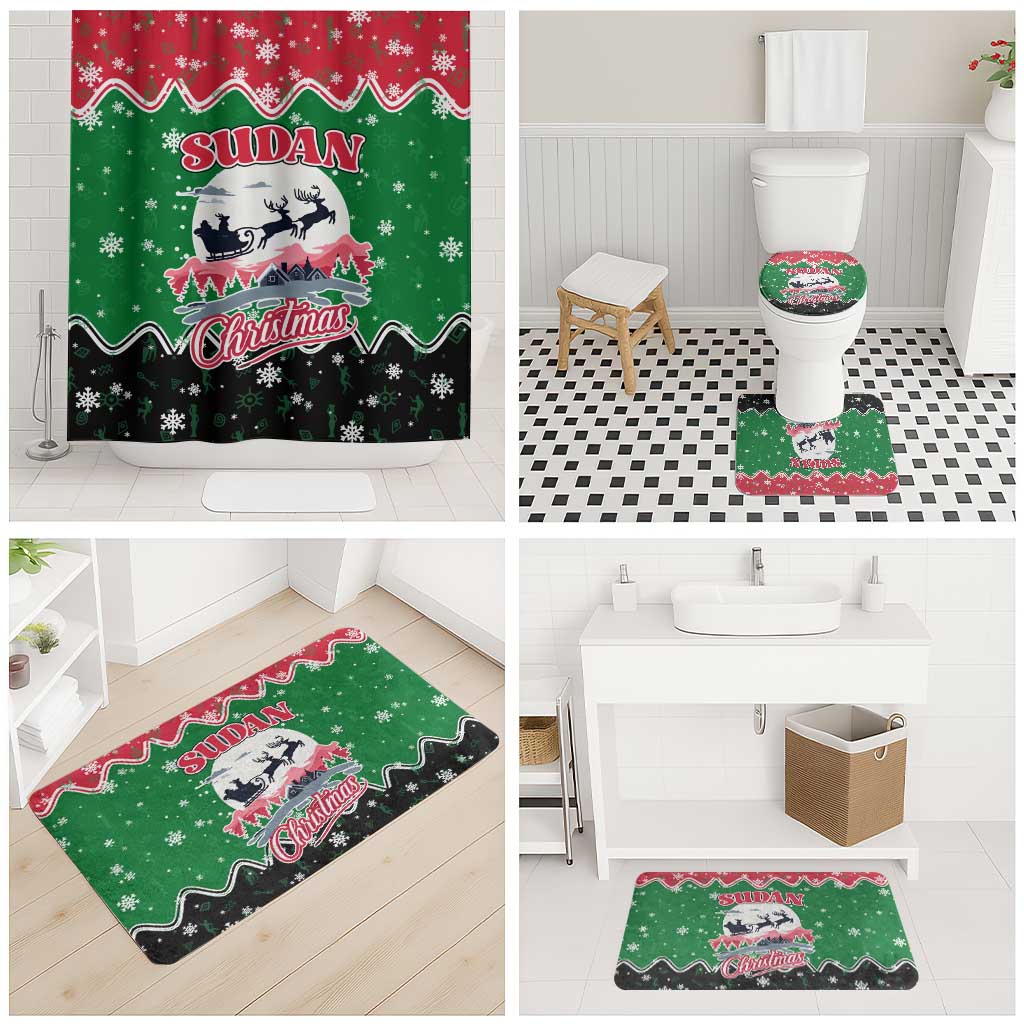 Sudan Christmas Bathroom Set with Red Green Black Xmas Santa Sleigh and Map - Wonder Print Shop