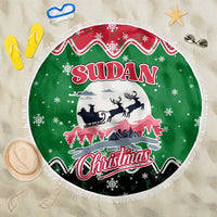 Sudan Christmas Beach Blanket with Red Green Black Xmas Santa Sleigh and Map - Wonder Print Shop