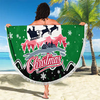 Sudan Christmas Beach Blanket with Red Green Black Xmas Santa Sleigh and Map - Wonder Print Shop