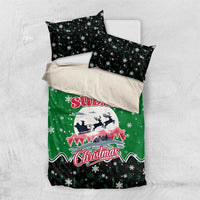 Sudan Christmas Bedding Set with Red Green Black Xmas Santa Sleigh and Map - Wonder Print Shop