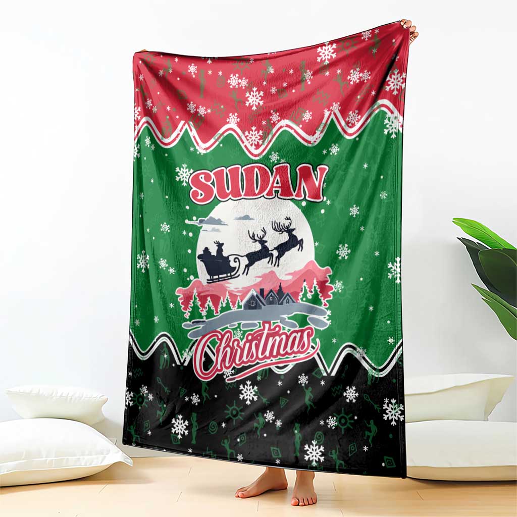 Sudan Christmas Blanket with Red Green Black Xmas Santa Sleigh and Map - Wonder Print Shop