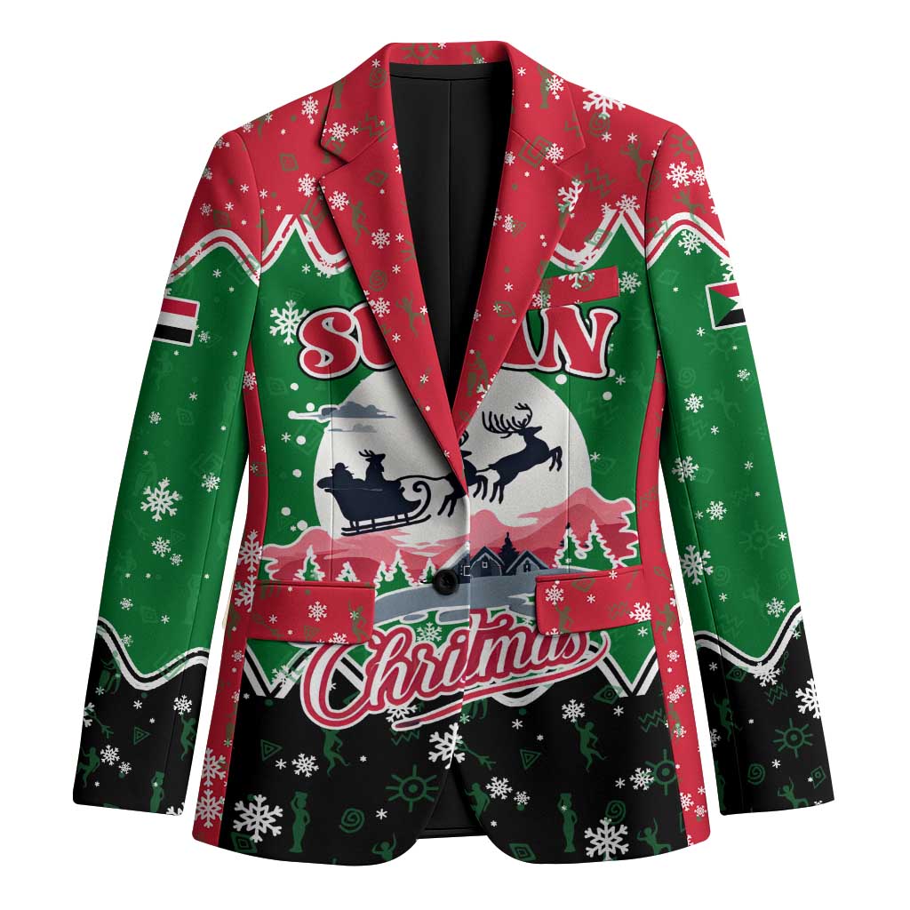 Sudan Christmas Blazer with Red Green Black Xmas Santa Sleigh and Map - Wonder Print Shop
