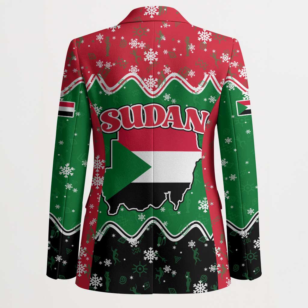 Sudan Christmas Blazer with Red Green Black Xmas Santa Sleigh and Map - Wonder Print Shop