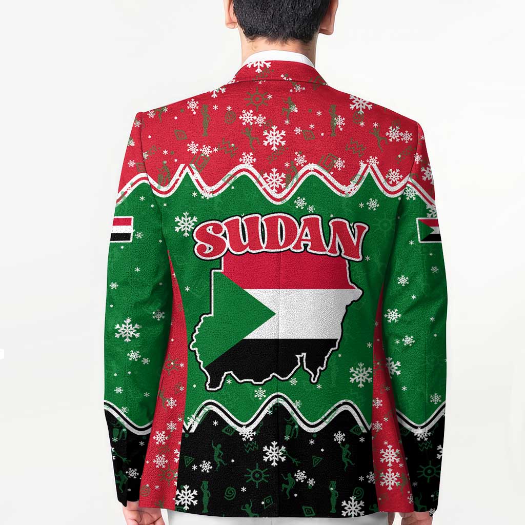 Sudan Christmas Blazer with Red Green Black Xmas Santa Sleigh and Map - Wonder Print Shop