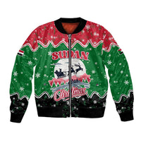 Sudan Christmas Bomber Jacket with Red Green Black Xmas Santa Sleigh and Map - Wonder Print Shop