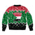 Sudan Christmas Bomber Jacket with Red Green Black Xmas Santa Sleigh and Map - Wonder Print Shop