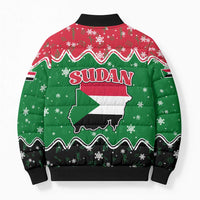 Sudan Christmas Bomber Puffer Jacket with Red Green Black Xmas Santa Sleigh and Map - Wonder Print Shop