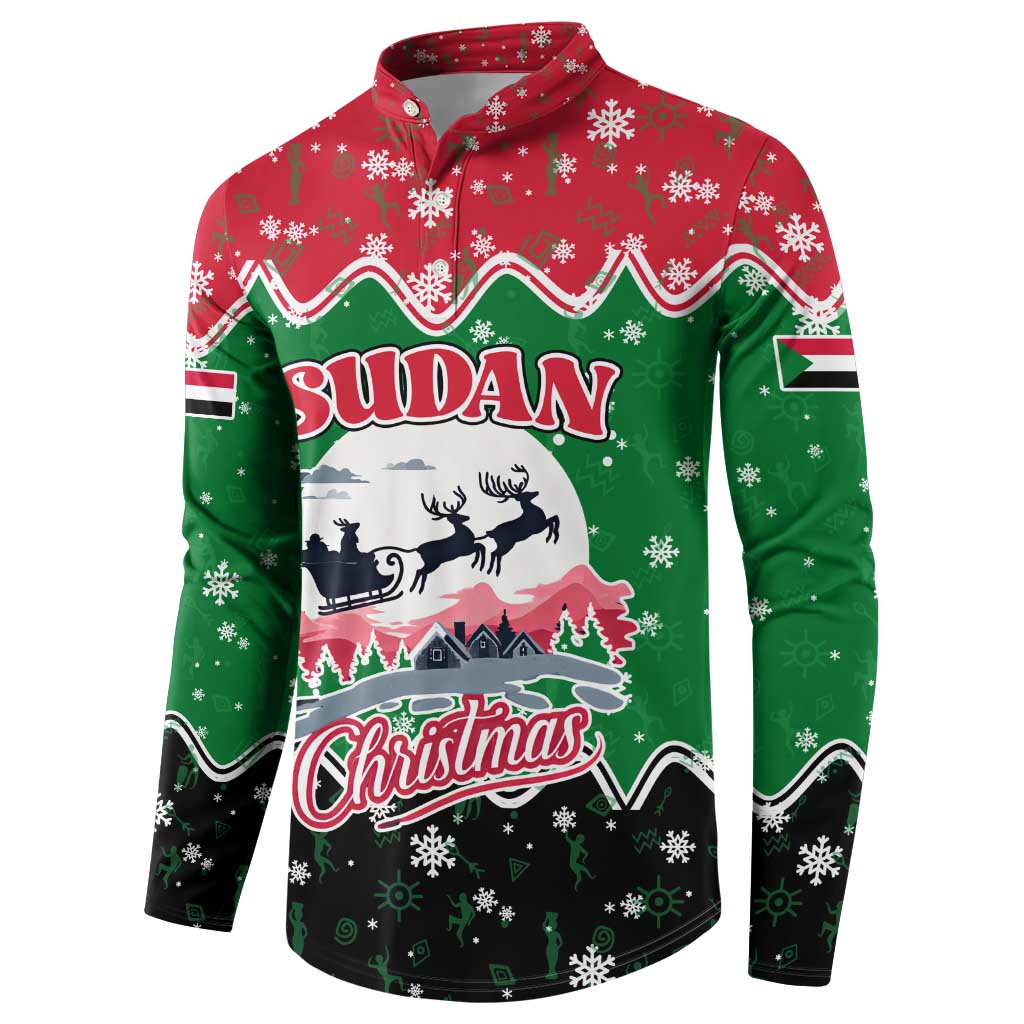 Sudan Christmas Button Sweatshirt with Red Green Black Xmas Santa Sleigh and Map - Wonder Print Shop