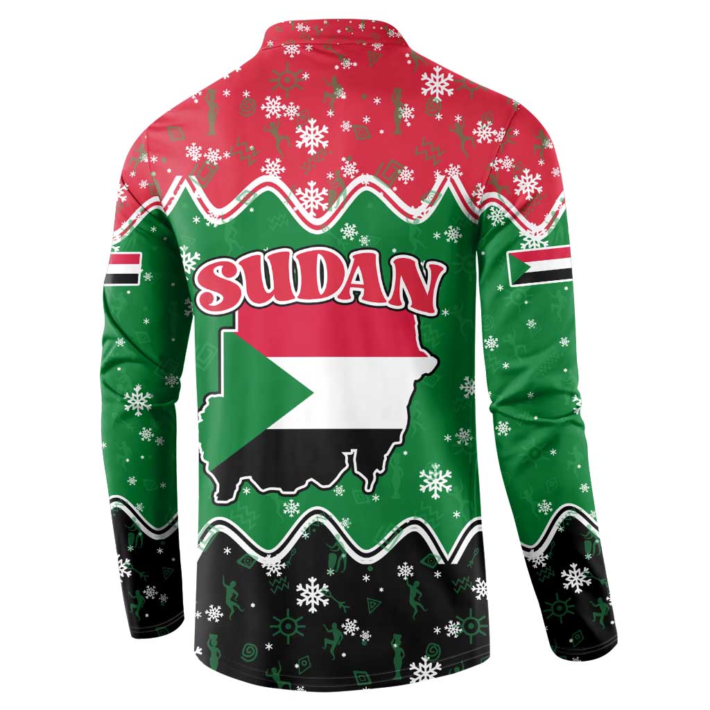 Sudan Christmas Button Sweatshirt with Red Green Black Xmas Santa Sleigh and Map - Wonder Print Shop