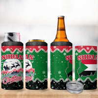 Sudan Christmas 4 in 1 Can Cooler Tumbler with Red Green Black Xmas Santa Sleigh and Map - Wonder Print Shop