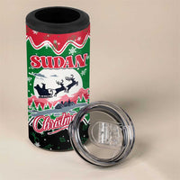 Sudan Christmas 4 in 1 Can Cooler Tumbler with Red Green Black Xmas Santa Sleigh and Map - Wonder Print Shop