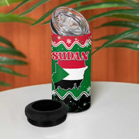 Sudan Christmas 4 in 1 Can Cooler Tumbler with Red Green Black Xmas Santa Sleigh and Map - Wonder Print Shop