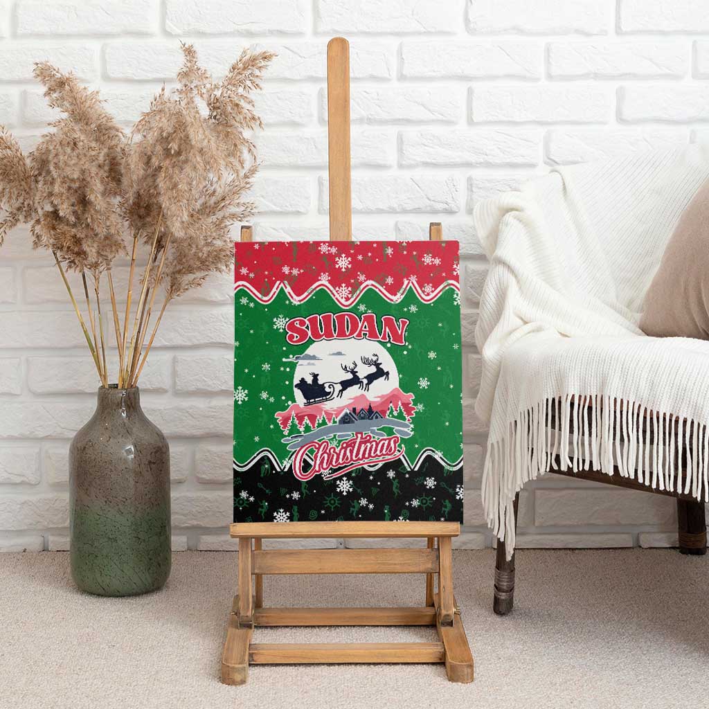 Sudan Christmas Canvas Wall Art with Red Green Black Xmas Santa Sleigh and Map - Wonder Print Shop
