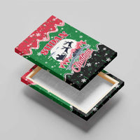 Sudan Christmas Canvas Wall Art with Red Green Black Xmas Santa Sleigh and Map - Wonder Print Shop