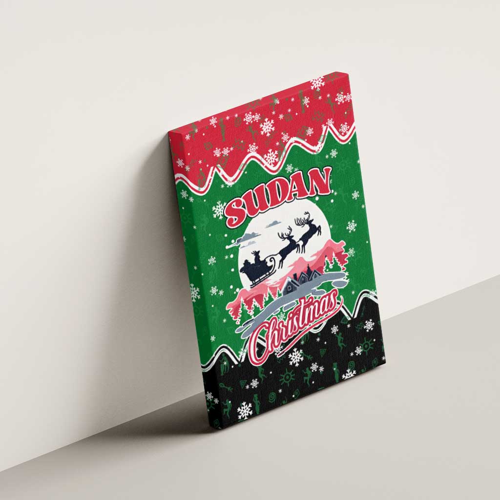 Sudan Christmas Canvas Wall Art with Red Green Black Xmas Santa Sleigh and Map - Wonder Print Shop