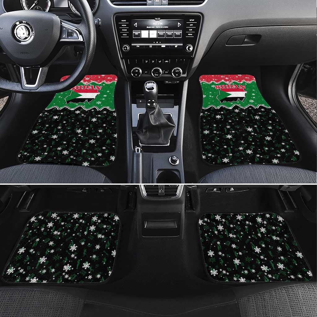 Sudan Christmas Car Mats with Red Green Black Xmas Santa Sleigh and Map - Wonder Print Shop