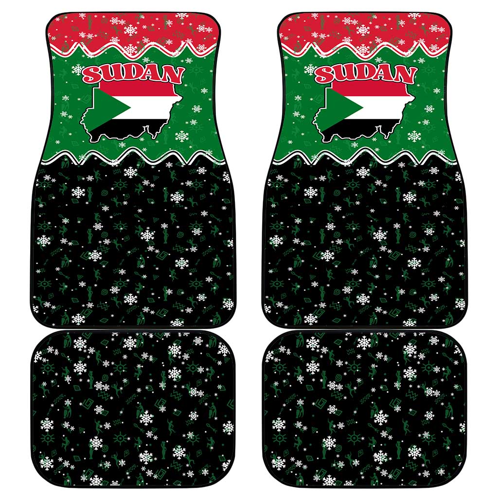 Sudan Christmas Car Mats with Red Green Black Xmas Santa Sleigh and Map - Wonder Print Shop