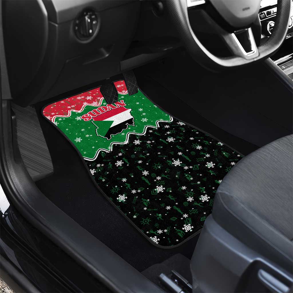 Sudan Christmas Car Mats with Red Green Black Xmas Santa Sleigh and Map - Wonder Print Shop