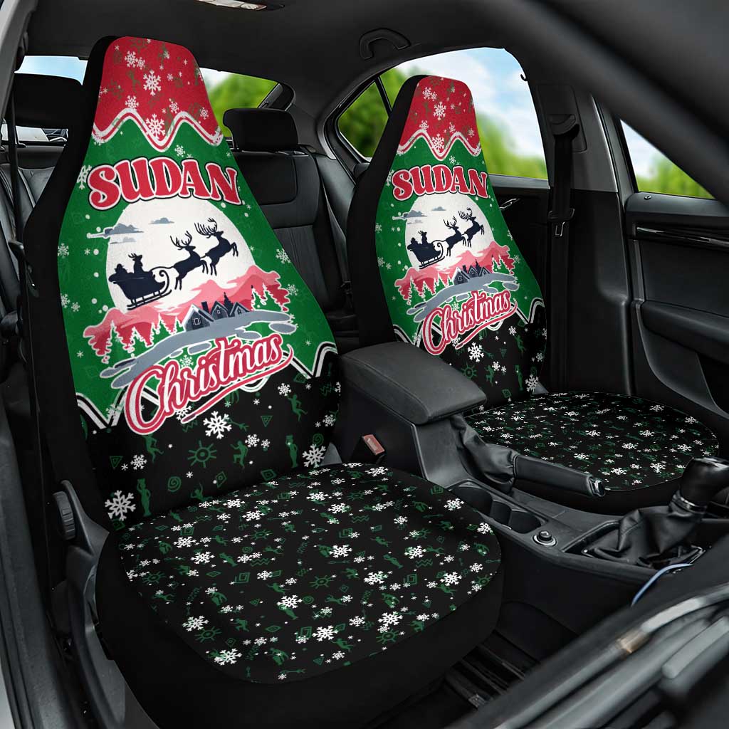Sudan Christmas Car Seat Cover with Red Green Black Xmas Santa Sleigh and Map - Wonder Print Shop