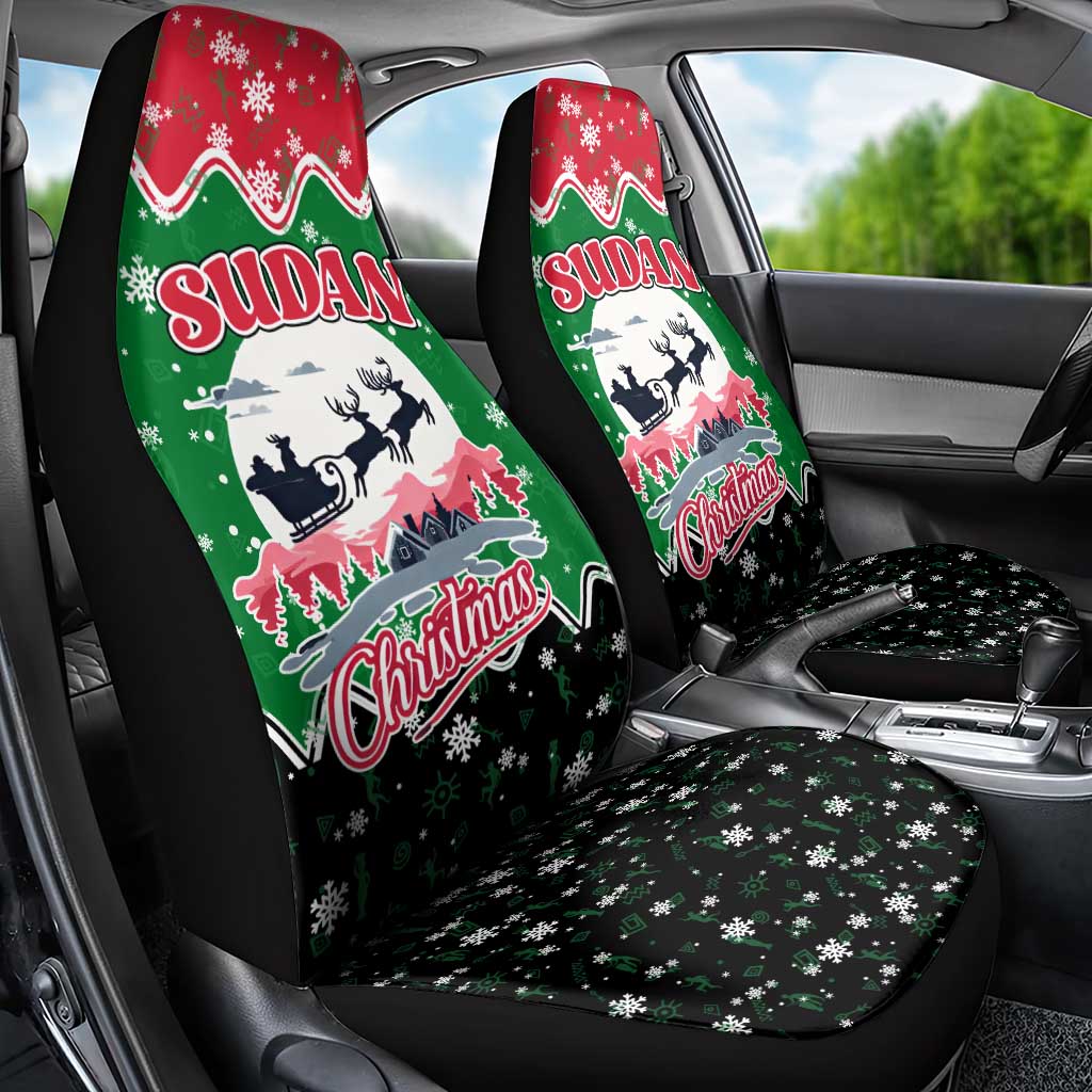 Sudan Christmas Car Seat Cover with Red Green Black Xmas Santa Sleigh and Map - Wonder Print Shop