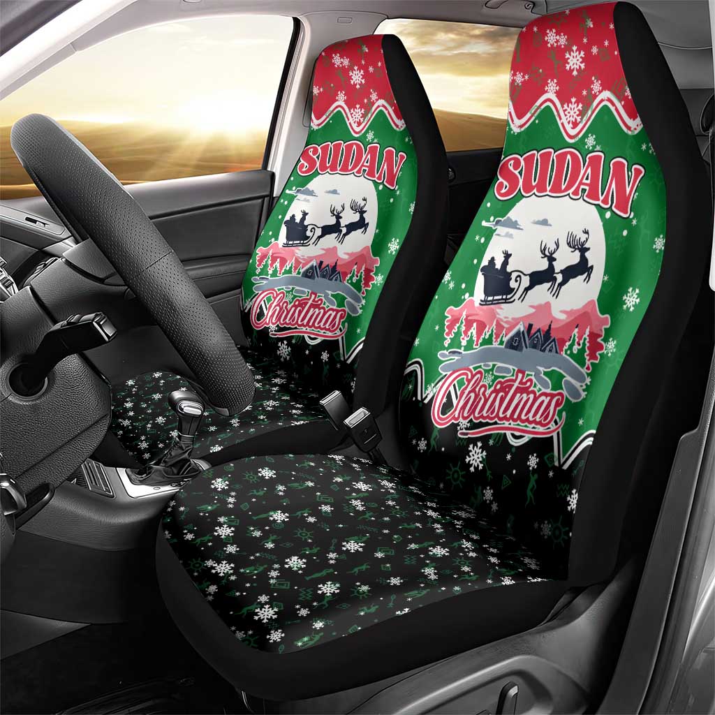 Sudan Christmas Car Seat Cover with Red Green Black Xmas Santa Sleigh and Map - Wonder Print Shop