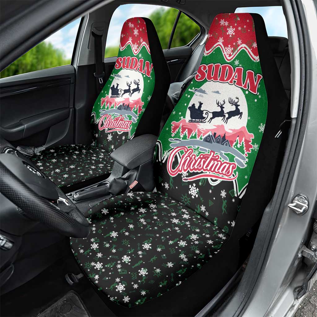 Sudan Christmas Car Seat Cover with Red Green Black Xmas Santa Sleigh and Map - Wonder Print Shop