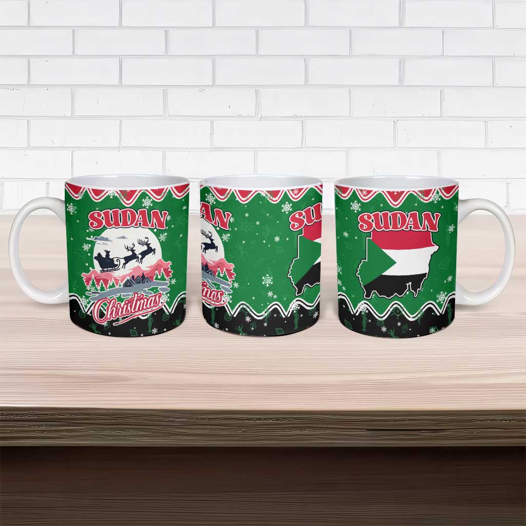 Sudan Christmas Ceramic Mug with Red Green Black Xmas Santa Sleigh and Map - Wonder Print Shop