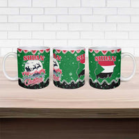 Sudan Christmas Ceramic Mug with Red Green Black Xmas Santa Sleigh and Map - Wonder Print Shop