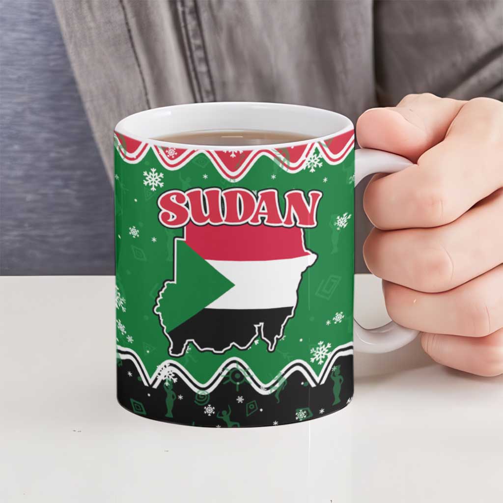 Sudan Christmas Ceramic Mug with Red Green Black Xmas Santa Sleigh and Map - Wonder Print Shop