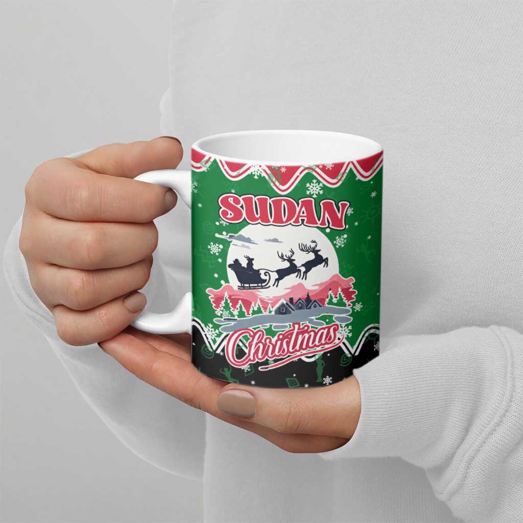 Sudan Christmas Ceramic Mug with Red Green Black Xmas Santa Sleigh and Map - Wonder Print Shop