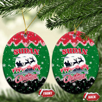 Sudan Christmas Ceramic Ornament with Red Green Black Xmas Santa Sleigh and Map - Wonder Print Shop