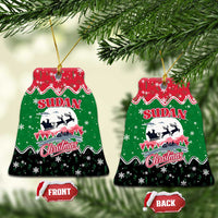 Sudan Christmas Ceramic Ornament with Red Green Black Xmas Santa Sleigh and Map - Wonder Print Shop