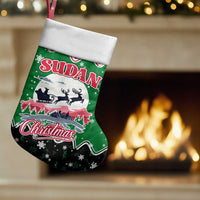 Sudan Christmas Stocking with Red Green Black Xmas Santa Sleigh and Map - Wonder Print Shop