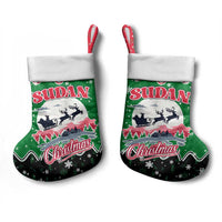 Sudan Christmas Stocking with Red Green Black Xmas Santa Sleigh and Map - Wonder Print Shop