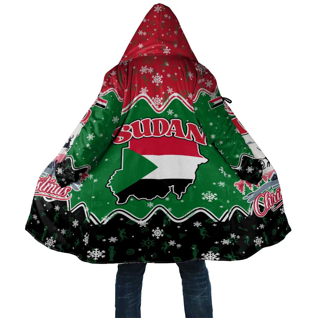 Sudan Christmas Cloak with Red Green Black Xmas Santa Sleigh and Map - Wonder Print Shop