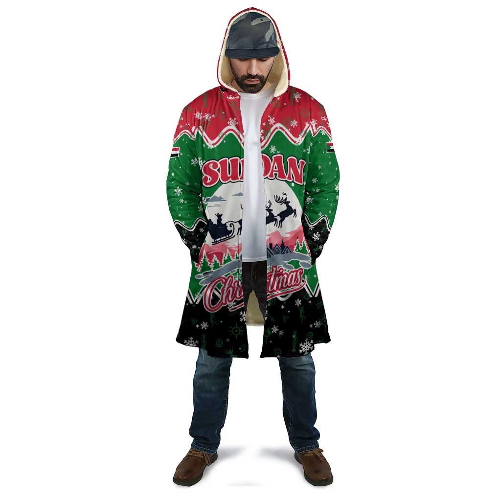 Sudan Christmas Cloak with Red Green Black Xmas Santa Sleigh and Map - Wonder Print Shop