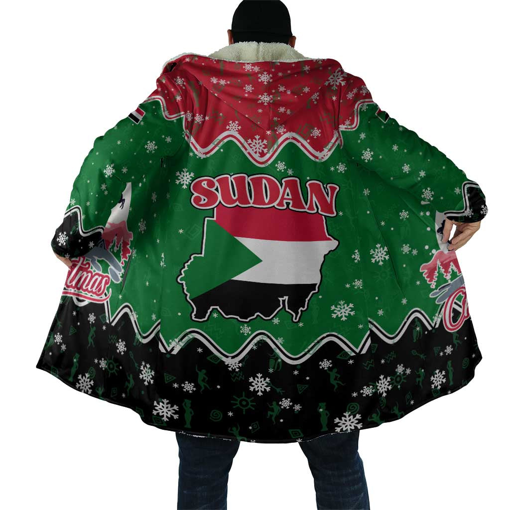 Sudan Christmas Cloak with Red Green Black Xmas Santa Sleigh and Map - Wonder Print Shop