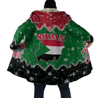 Sudan Christmas Cloak with Red Green Black Xmas Santa Sleigh and Map - Wonder Print Shop