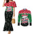 Sudan Christmas Couples Matching Mermaid Dress and Long Sleeve Button Shirt with Red Green Black Xmas Santa Sleigh and Map - Wonder Print Shop