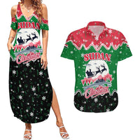 Sudan Christmas Couples Matching Summer Maxi Dress and Hawaiian Shirt with Red Green Black Xmas Santa Sleigh and Map - Wonder Print Shop
