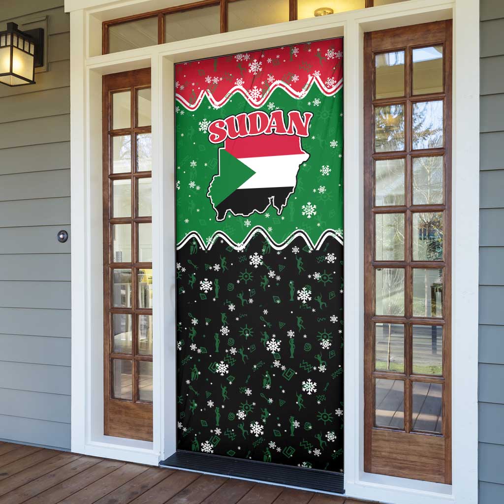 Sudan Christmas Door Cover with Red Green Black Xmas Santa Sleigh and Map - Wonder Print Shop