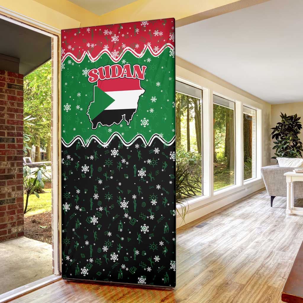 Sudan Christmas Door Cover with Red Green Black Xmas Santa Sleigh and Map - Wonder Print Shop