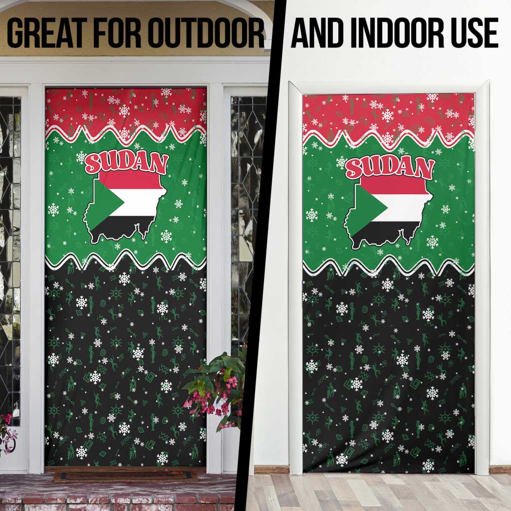 Sudan Christmas Door Cover with Red Green Black Xmas Santa Sleigh and Map - Wonder Print Shop