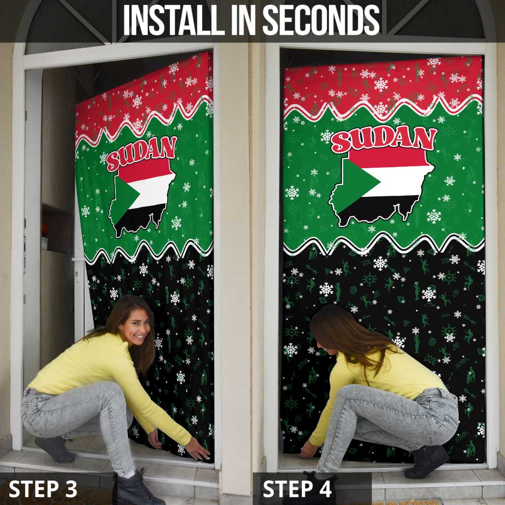 Sudan Christmas Door Cover with Red Green Black Xmas Santa Sleigh and Map - Wonder Print Shop